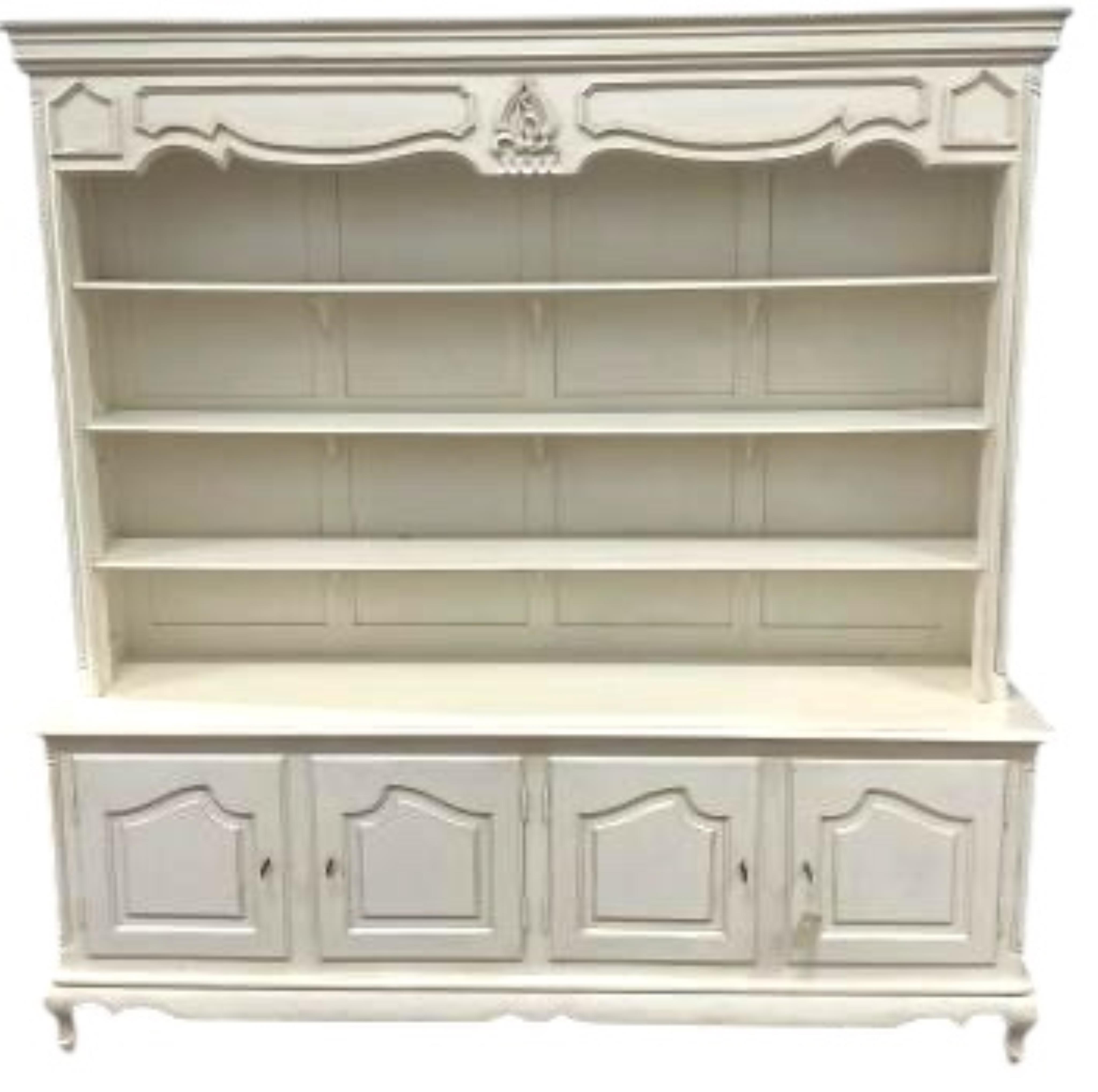 A Contemporary French Provincial style painted dresser, width 210cm, depth 51cm, height 216cm